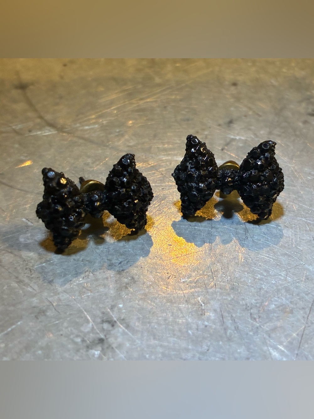 Statement Black Bow Studded Earrings